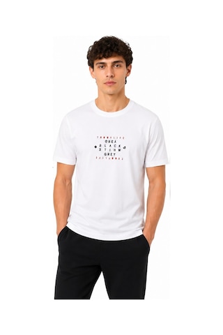 TOMMYLIFE Tommy Life Basic Erkek Tshirt Bisiklet Yaka Beyaz 88454