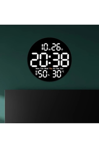 Moveevo 10 İnç Dijital Duvar Saati - Sıcaklık Nem Gösterici, Perpetual Takvim, Kumandalı, Sessiz Ev Ofis Dekorasyonu Beyaz Diğer