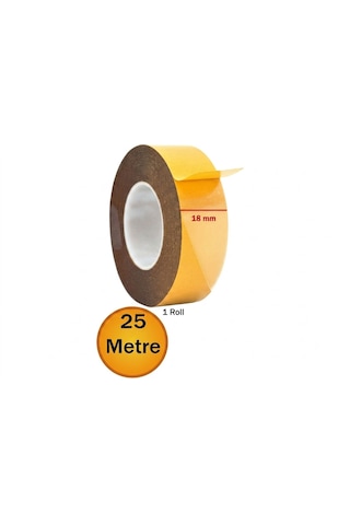 Şeylişeyler - Çift Taraflı Bant 18 Mm X 25 Metre İnce Yapışkanlı Genel Amaçlı Bant 6 Adet