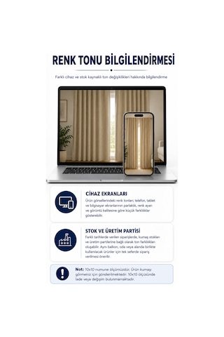 Suya Dayanıklı Kornişli Balkon Perdesi Modern Dış Mekan Fon Perde Bej Krem Bej - Krem
