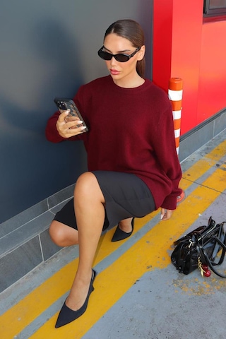 Madmext Bordo Bisiklet Yaka Kadın Triko Kazak Mg2494 Bordo