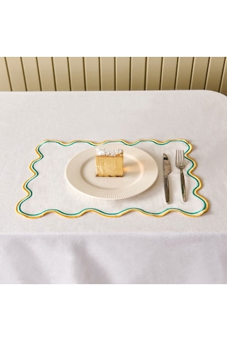 Evidea Soft Nonna Amerikan Servis - Hardal / Yeşil - 30x50 Cm Hardal / Yeşil Hardal - Yeşil