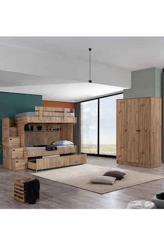 Ranza, Viva Yavrulu Ranza 3 Kapaklı Dolap + 2 Comfort Yatak 90 X 190 CM