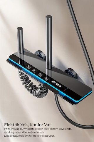 Robo K12c Yeni Nesil Led Göstergeli Tuşlu Dijital Duş Sistemi Gri