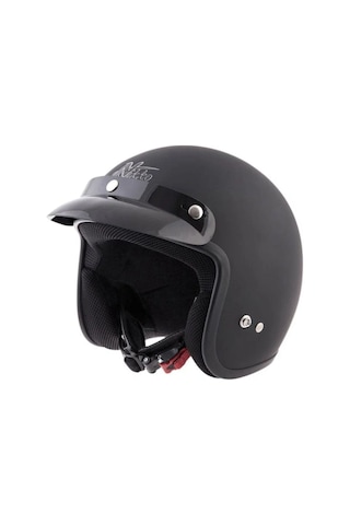 Motoanl Motosiklet Chopper Cruiser Abs Malzeme Ce Onaylı Güneş Vizörlü Yarım Açık Kask Siyah