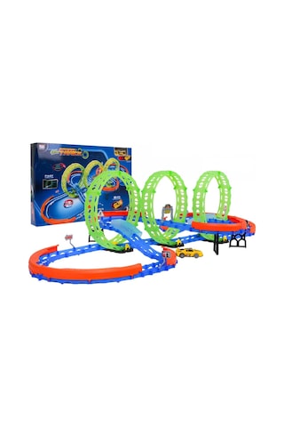 Glow Speed Track Parlayan Işıklı Yarış Pisti - 360 Derece Takla Atan Araba Oyun Seti 74 Parça