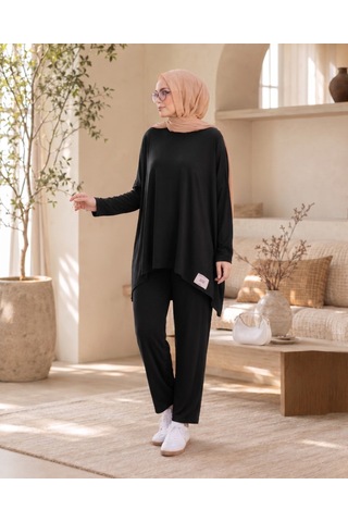 Unika Boutique Kadın Arma Detaylı Salaş İkili Takım siyah