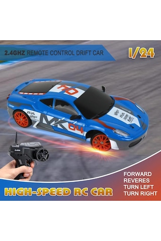 1:24 Rc Drift 2.4ghz Ölçekli 4wd 15km/h Yüksek Hızlı Model Araç Led Işıklı Hediyelik Oyuncak