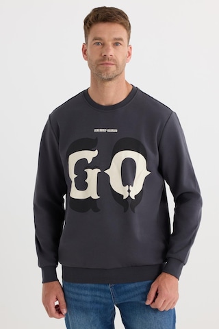 Tudors Erkek Relax Fit Rahat Kesim Pamuklu Lastikli Kol Bisiklet Yaka Baskılı Antrasit Sweatshirt-37306 Antrasit