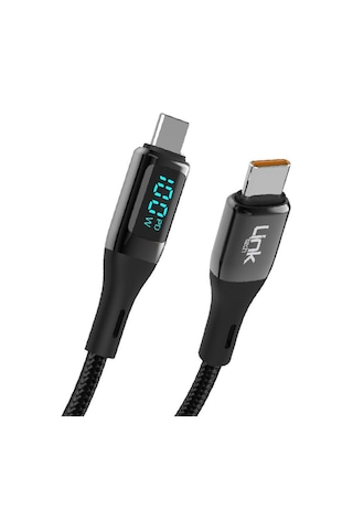 LinkTech K680 Dijital Göstergeli Type-C - Type-C 100W Data ve Şarj Kablosu 1mt