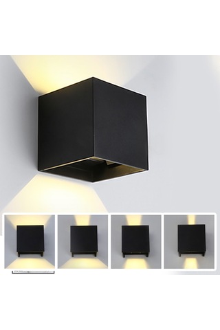 Youtek 12w Ip65 Su Geçirmez Dış Mekan Duvar Lambası, Ac85-265v Aluminyum Gövde, Işığını Ayarlayabilir, Siyah Kasa, Islak Beyaz Işık Siyah