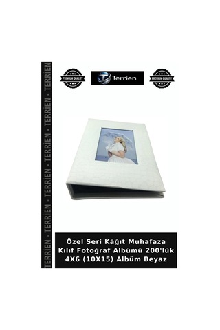 Özel Seri Kâğıt Muhafaza Kılıf Fotoğraf Albümü 200'lük 4x6 10x15 Albüm Beyaz