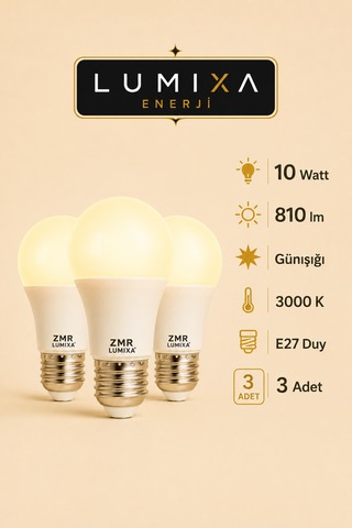 10 Watt 810 Lm Günışığı Renk Ampul 3 Adet