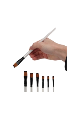 Bomeijia Akrilik Suluboya Yağlıboya Düz Uçlu 6 Parça Resim Fırçası