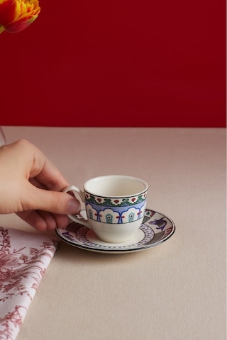 Karaca  x Ömür Akkor İznik Çini Kahve Fincanı ve Tabağı 90 ml