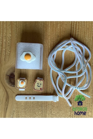 Brokoli Home Apple Uyumlu iPhone 18w/20w Şarj Kılıfı, Şarj Kablosu Örme Aparatı, Toparlayıcı Omlet, Kablo Beyaz
