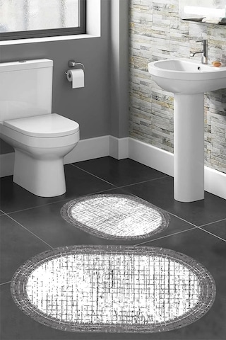 Eliana Home Dijital Baskı 2'li Banyo Paspas Takımı Lna5-hs209 100x60 Ve 60x50 Cm Gri