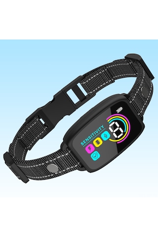 Vkemall Köpek Eğitimi İçin Su Geçirmez Lcd Ekranlı Otomatik Havlama Engelleme Kolyesi - 4 Modlu, Hassasiyet Ayarlı, Tüm Boyutlar İçin Siyah