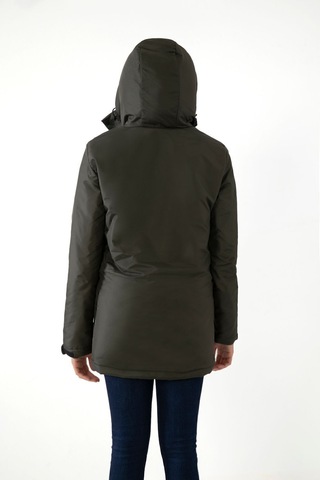 Kadın Haki Içi Polarlı Su Ve Rüzgar Geçirmez Kapüşonlu Kışlık Mont Kaban Parka Haki