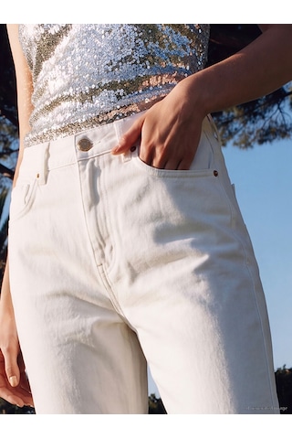 Lcwaıkıkı Curve Beyaz Büyük Beden Mom Fit Kadın Jean Pantolon