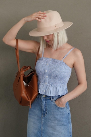 Madmext Bebe Mavisi Ayarlanabilir Askı Pötikareli Crop Mg2371 Bebe Mavisi