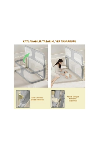3in1 Katlanır Bebek Güvenlik Bariyeri,yatak Üstü Bebek Beşiği,koruyucu Birlikte Uyuma,açılır Kapanır