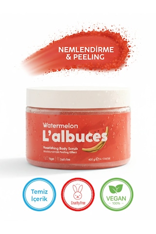 Watermelon Body Scrub 400gr Vegan, Temiz İçerikli, Karpuz Kokulu Pürüzsüz Cilt Bakımı