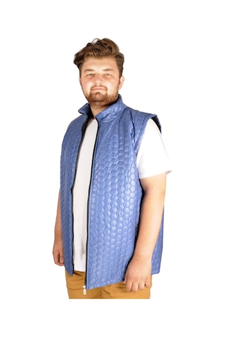 Mode Xl Büyük Beden Erkek Yelek Basic Hexagon 21601 Indigo 001