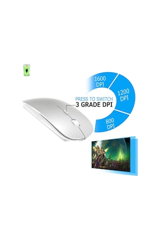 İmac/dizüstü Bilgisayar/pc İçin Şarj Edilebilir Bluetooth Kablosuz Fare Bluetooth Fare/gümüş Diğer