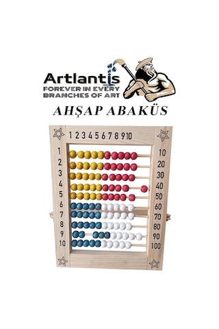 Artlantis Ahşap Mishap 1 Adet Naturel Sayı Sayma Boncuğu Lüks Ahşap Abaküs Okul Öncesi 1. Sınıflar İçin