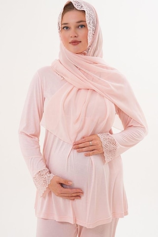 Mecit Pijama Mecit 5808 Kadın Hamile Lohusa Pijama Takımı Pudra