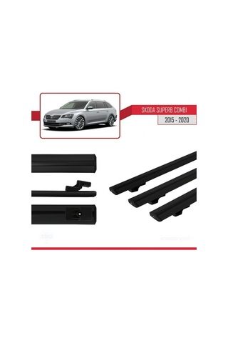 Skoda Superb Combı 2015-2020 Arası İle Uyumlu Basic Model Ara Atkı Tavan Barı Siyah 3 Adet