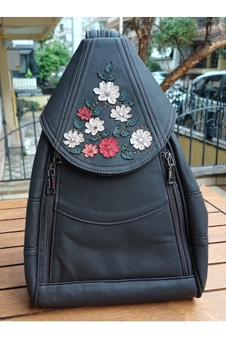 Durush Collection Hakiki Deri, Tasarım El İşlemesi Koyu Kahve Sırt Çantası Koyu Kahverengi