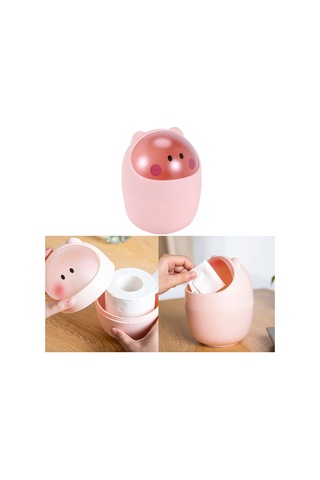 Pazly--mini Çöp Kutusu Masaüstü Çöp Sepeti Temizleme Varil Küçük Masa Düzenleyici Depolama Çöp Kovaları Hayvan Çöp Tenekesi Kağıt Havlu Kabı Pembe