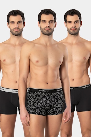 Cacharel Erkek Desenli Likralı Boxer 3'lü Paket 1339/siyah 3 Siyah