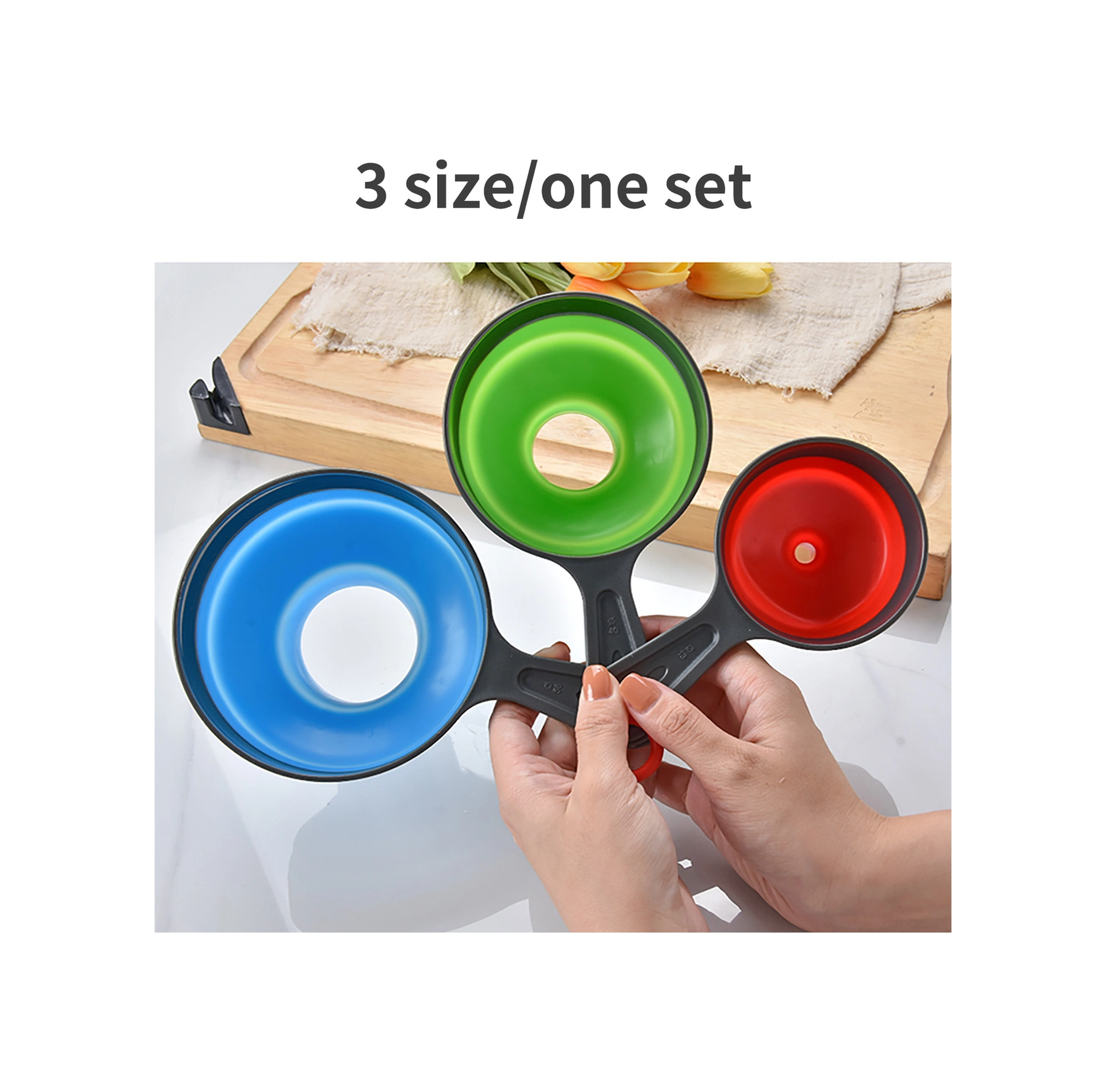 Yunboo 3'lü Silikon Katlanabilir Lehim Huni Seti - Geniş Açık, Çabuk Saklanabilir, Ev Fırını Ve Mutfak Araçları Çok Renkli