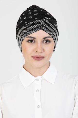 Taşlı Çapraz Geçmeli Taşlı Bone Sdfptgb1001 Siyah