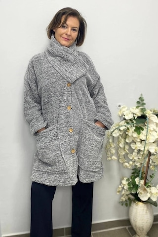 Mia Butik Kadın Gri Peluş Hırka Gri