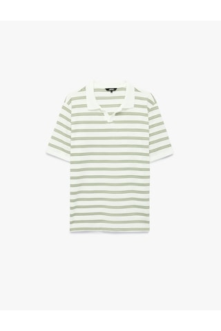 Koton Regular Fit Kısa Kollu Çizgili Polo Yaka Tişört Gri Çizgili 6sam10073mk