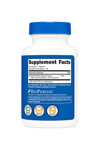 Bioperine Black Pepper Extract 10 Mg 120 Capsules Usa Menşei
