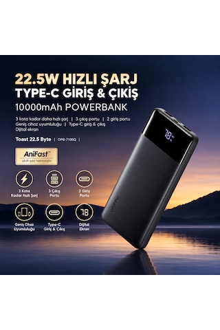 Oraimo 10000 Mah 22.5w Powerbank Opb-7100q Speed Black Siyah - Koyu Gri