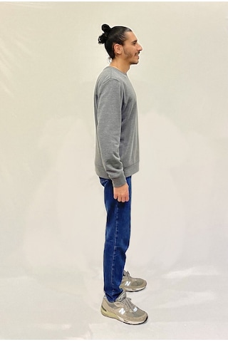 Erkek Bisiklet Yaka Rahat Kalıp 3 İplik Kalın Ar Nakışlı Sweatshirt Spr24sw33 Antrasit