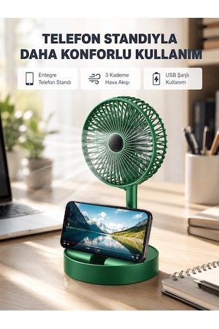Taşınabilir Şarjlı Mini Fan Katlanabilir Gövde, 3 Hız Kademesi Najmaddin