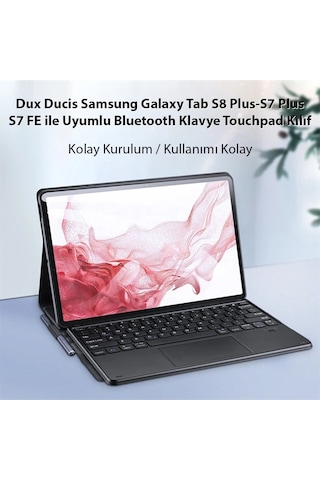 Dux Ducis Sm Galaxy Tab S8 Plus-s7 Plus-s7 Fe İle Uyumlu Bluetooth Klavye Touchpad Kılıf- 5775