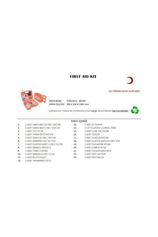 Büyük Boy İlk Yardım Seti First Aid Kit Go-53-vice 02257