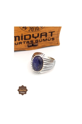 Lapis Lazuli Taşlı Başak Model 925 Ayar Gümüş Erkek Yüzük 201024895 Gümüş