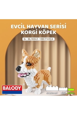 Balody Evcil Hayvan Serisi Korgi Köpek Bl16043 Mikro Blok Yapı Oyuncakları Seti