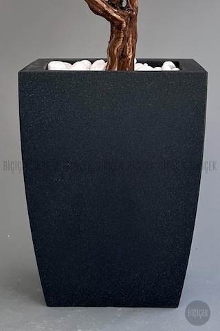 Biçiçek Yapay Pembe Sakura Ağacı 100 Cm Bahar Dalı Antresi̇t Kare Saksıda