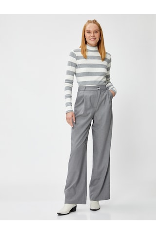 Koton Bol Paça Pantolon Bel Detaylı Gri 4wak40003pw 4WAK40003PW027 Gri