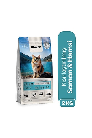 Obivan Sterilised Somonlu Ve Hamsili Kısırlaştırılmış Kedi Maması 2 Kg